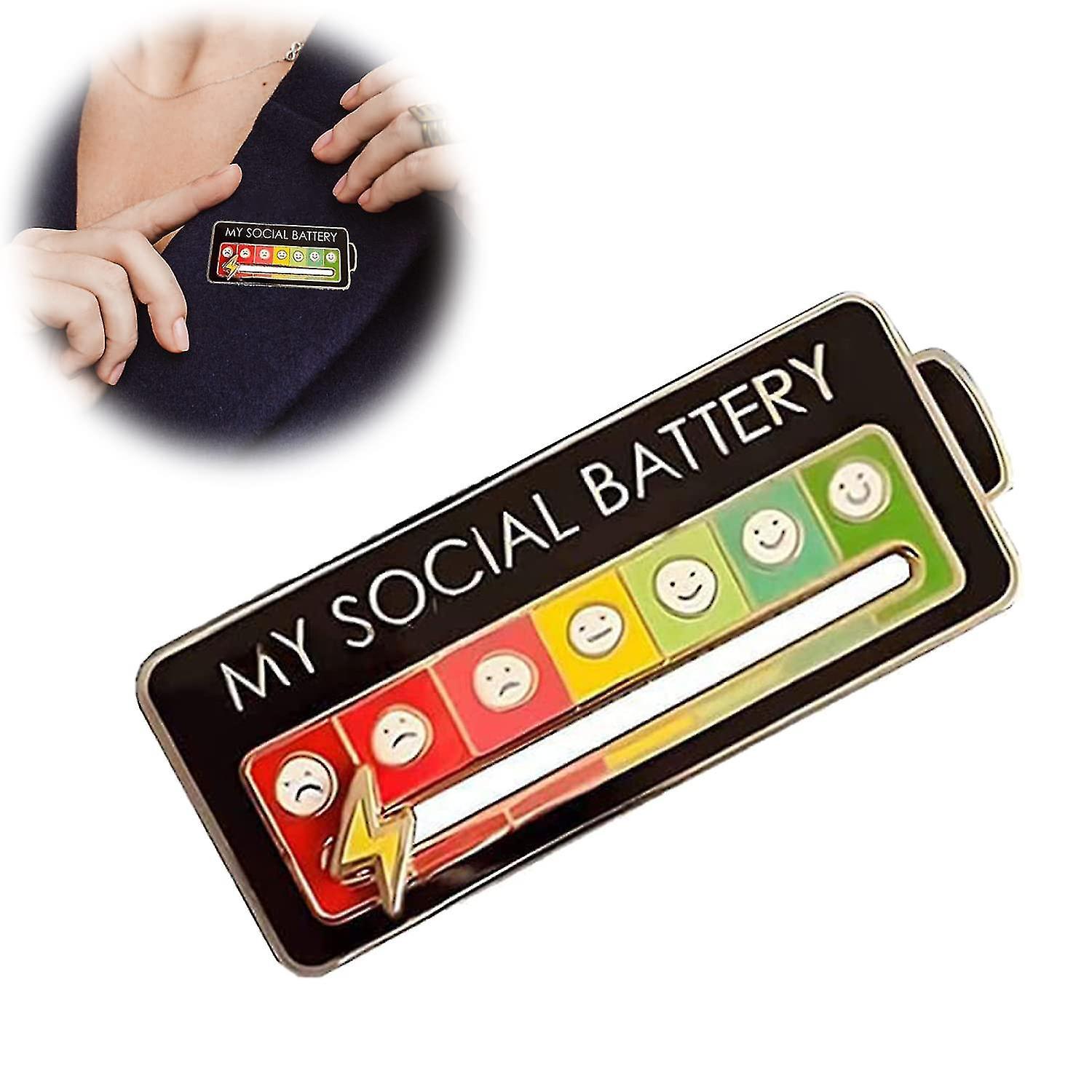 Fun Social Mood Pin 7 Days, Social Battery Lapel Pin, Interactive Mood Pin, Anxiety Badge Mood Expression Pin Gift For Introverts