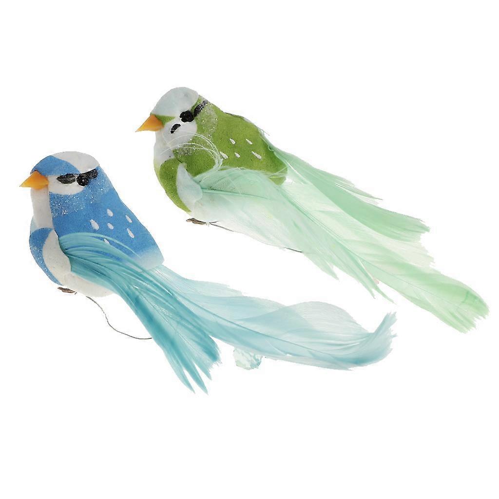 Set of 2 Artificial Foam Birds Small Fake Foam Birds Decorative for Crafts Garden - with Clip