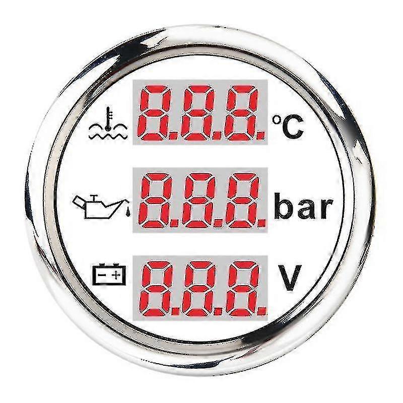 Universal 52mm 3 In 1 Multi-function Digital Gauge Waterproof White yu