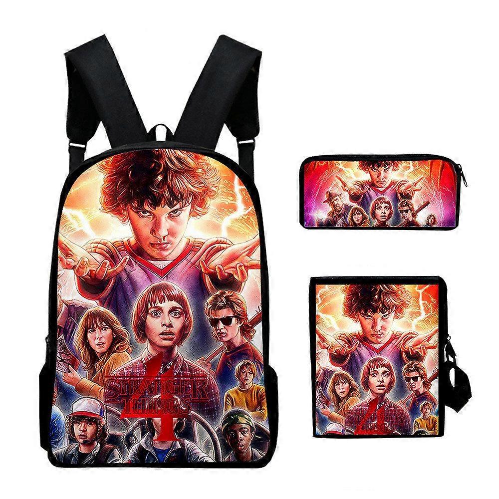 Stranger Things Hellfire Club School Bag Anime Notebook Laptop Backpack School Bag Messenger Bag Set da 3 pezzi ST15