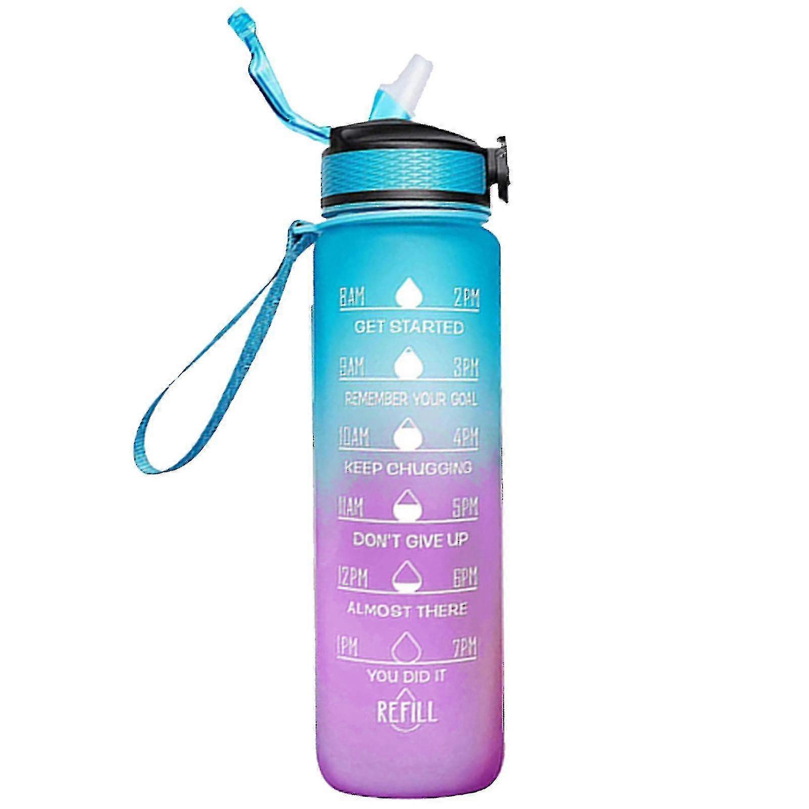 1000ml مجانا تحفيزية مع الوقت علامة اللياقة البدنية أباريق التدرج اللون أكواب في الهواء الطلق زجاجة مياه بلوري