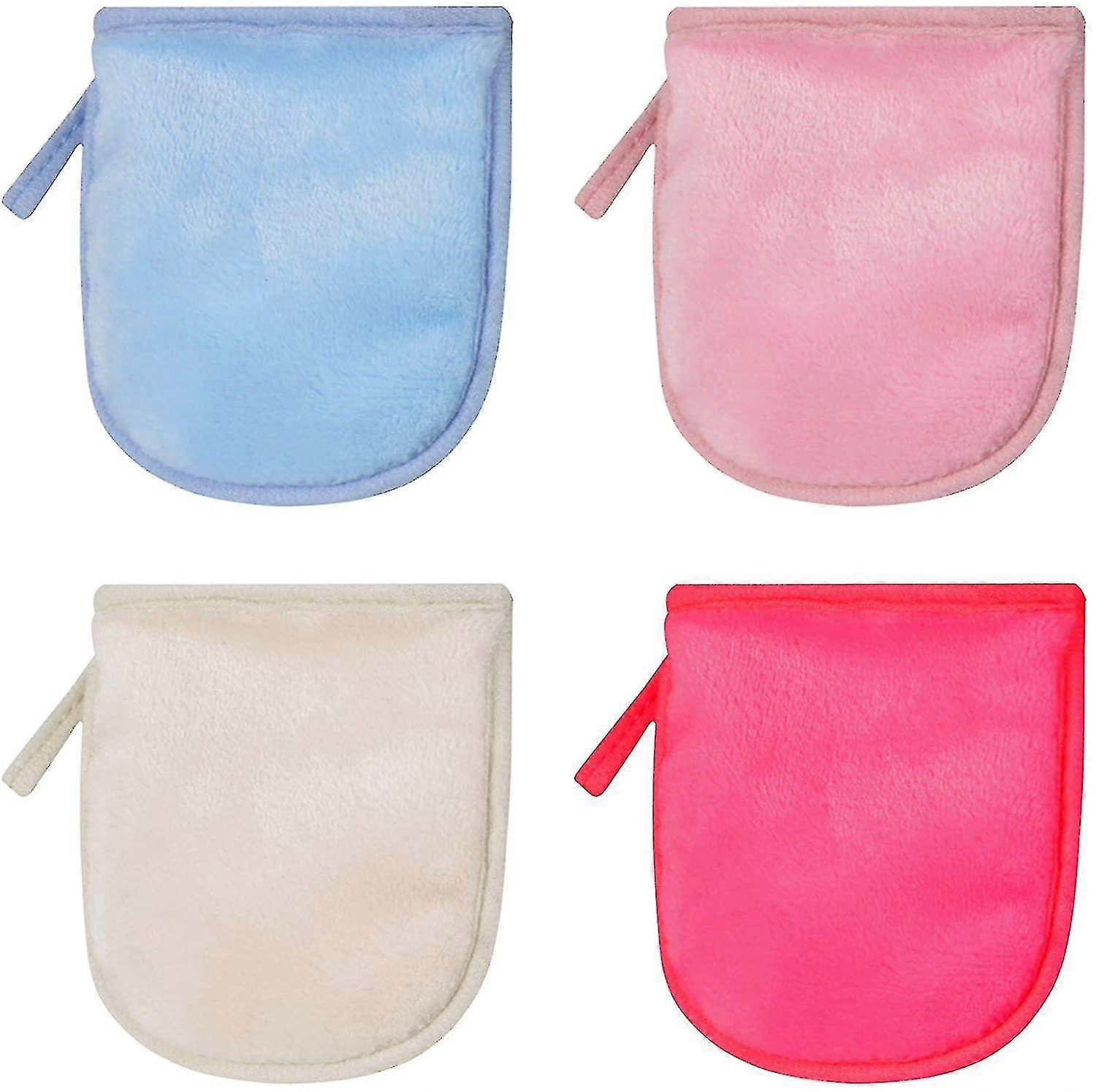 4pcs Washable Microfiber Makeup Remover Gloves, Reusable And Washable Makeup