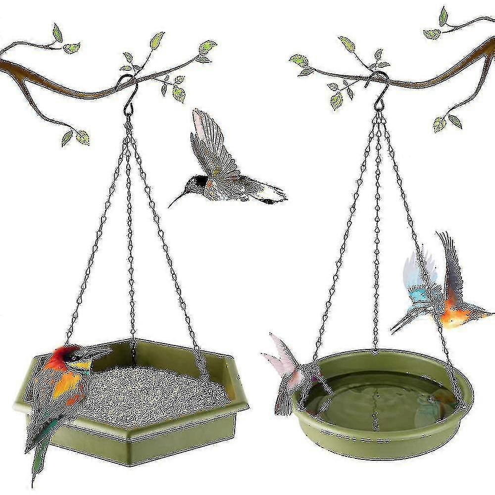 Hängendes Vogelfutter Vogelbad 2 in 1 Plattform Vogelfutter Badetablett Vogelbäder für draußen
