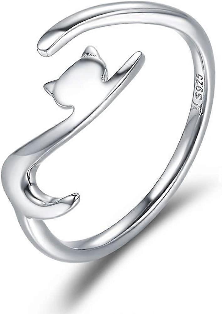 Ztowoto Abbracciare 925 Sterling Silver Regolabile Anelli Aperti Aperti, Argento Platino Placcatura Delicati Anelli Gioielli per Le Donne Ragazze