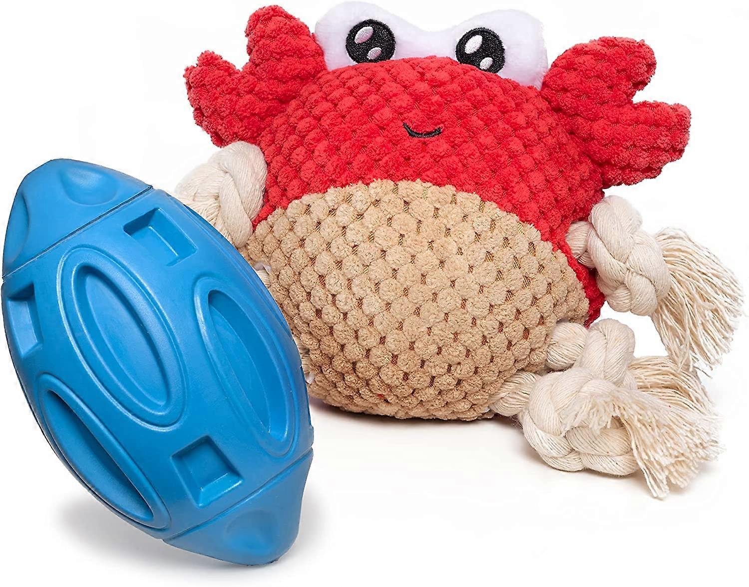 Squeaky Dog Toys for Aggressive Chewers 2 Pack, Plush Dog Toy with Cotton Rope for Large Small Medium Breed Dogs Puppy