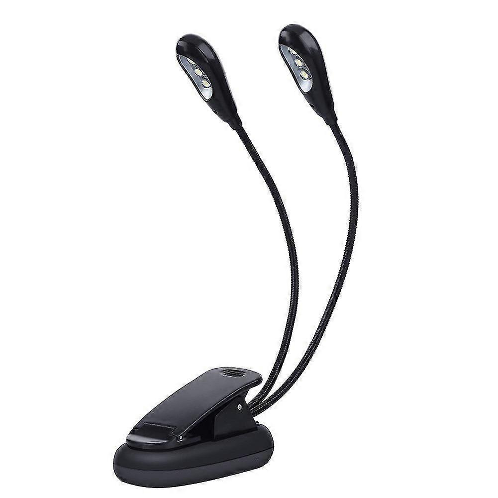 Music Stand Led Light, Mini Double Arms Clip On Light Adjustable Reading Light 6 Beads With Usb Cable Lamp For E-reader Book & Bed Headboard(6 Beads)