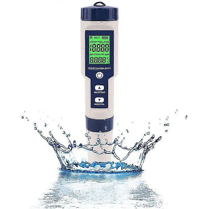 5 In 1 Electronic Ph Meter, Measure Ph, Tds And Ec Salinity And Temperature Water Quality Tester