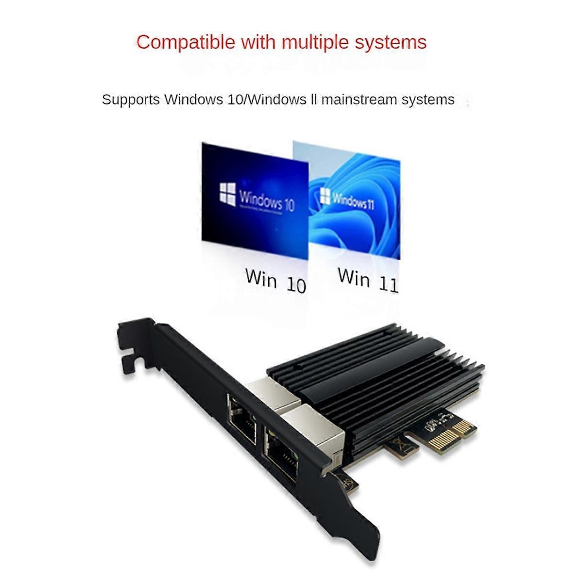 2500 Mbit/s PCIe-zu-RJ45-I226-V-Netzwerkkarte 2,5-Gbit/s-Gigabit-Ethernet-Netzwerkkarte mit zwei Anschlüssen 100/1000/2500 Mbit/s für Desktop-PC