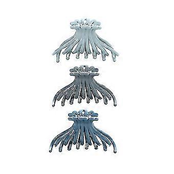 3pcs Exquisite Haarklaue rutschfeste Haar Griff Elegante Kiefer Clip Kreativer Kopfschmuck für Frauen Mädchen (dunkelblau + hellblau + schwärzlich grün)
