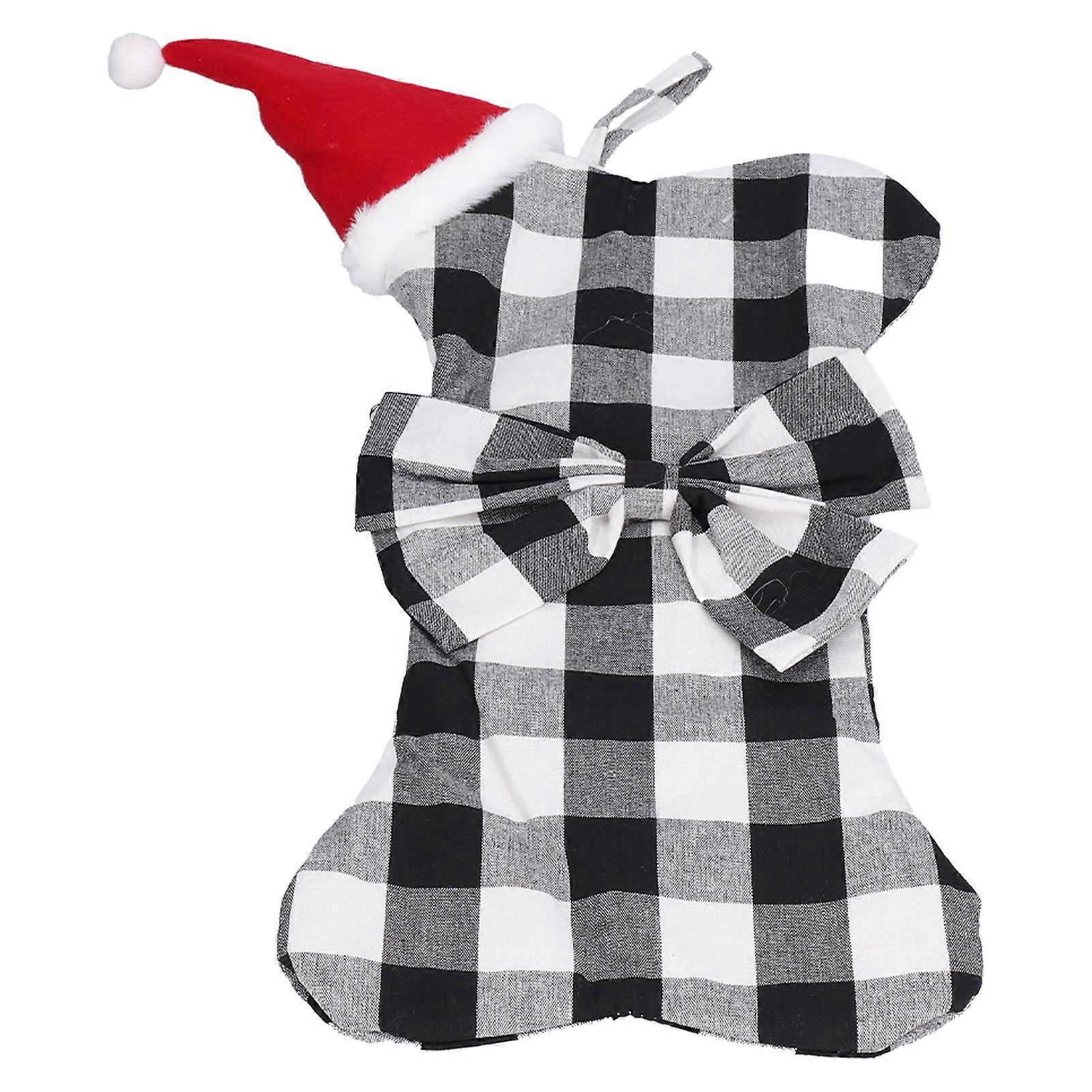 Polyester Christmas Stocking Decorations Gift Bag for Kids (Black White)