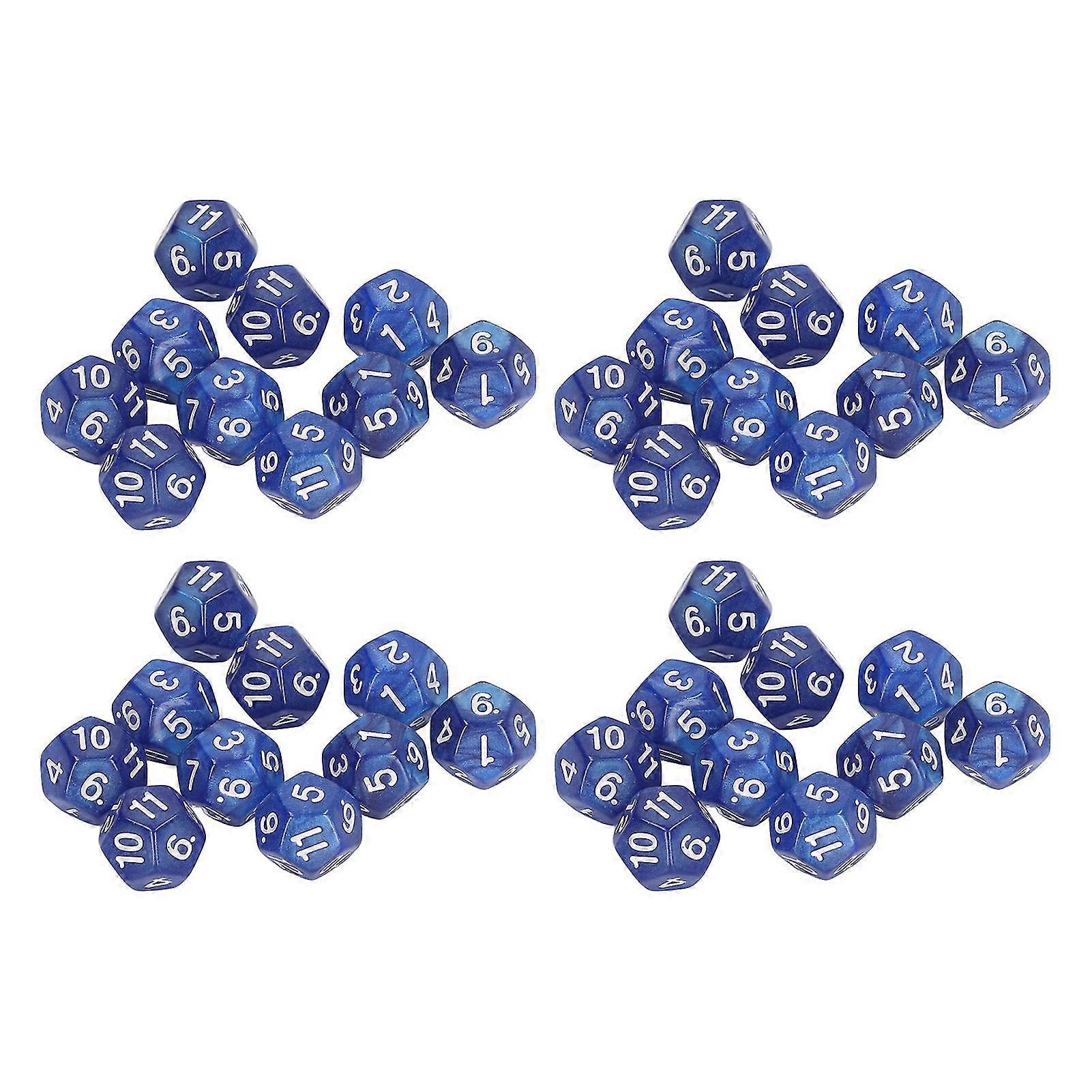 Waterproof 12 Sided Dice Set - 40pcs Clear Polyhedral Dice with Blue Numbers for Game Teaching