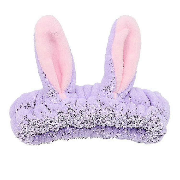 Dámská móda Soft Flanel Bunny Ear Makeup Kosmetická sprcha Elastická čelenka