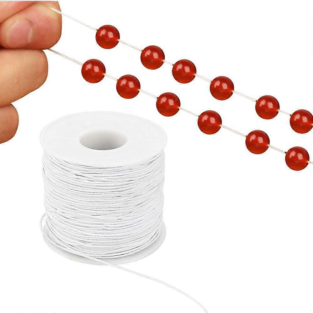 Elastic Cord for Jewellery Making, 1mm Elastic String Band Round Beading Cord Thread Stretch Fabric Crafting String White Craft Strap