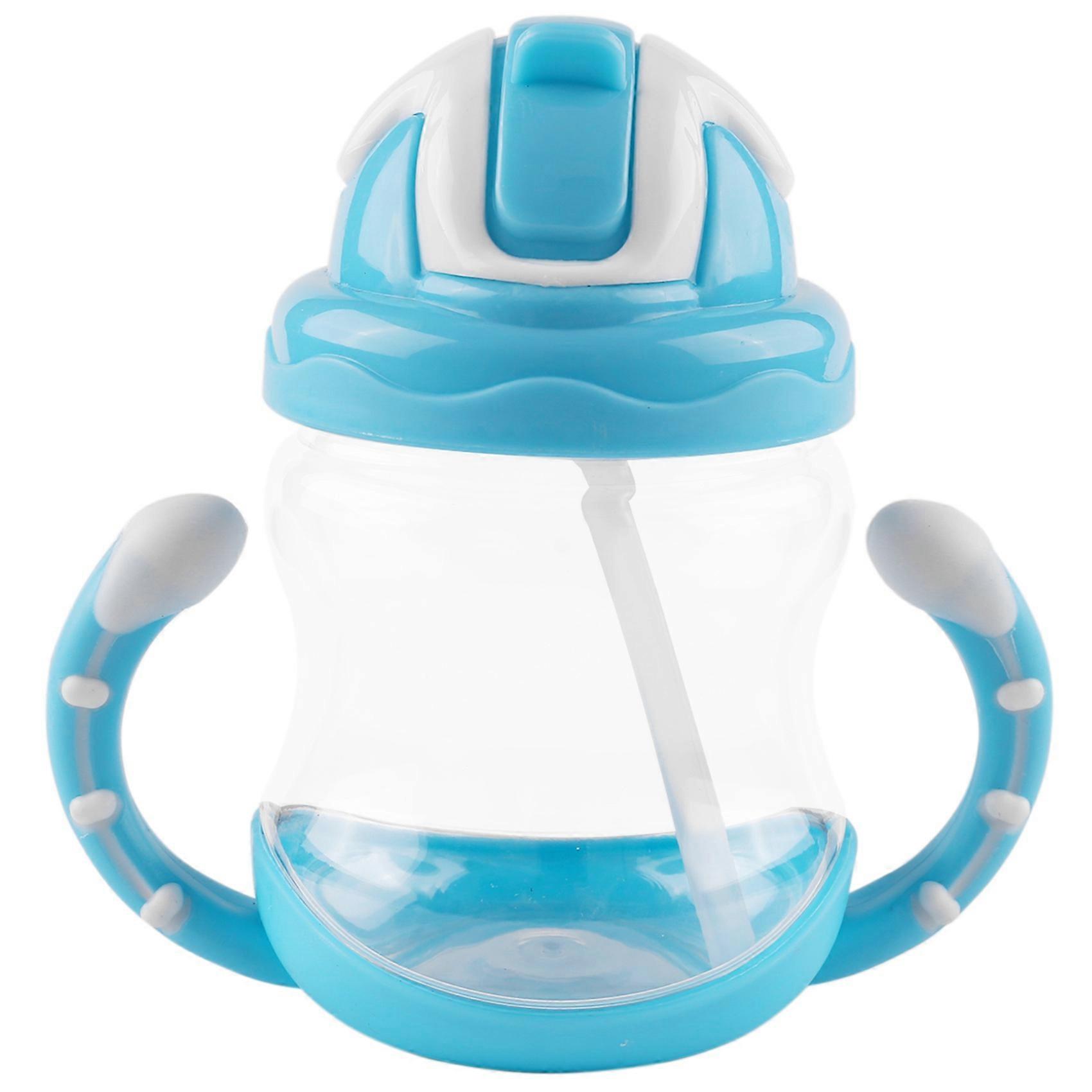 320ml Baby Bottle Kids Cup Silicone Children Training Cups Cute Baby Drinking Water Straw Handle Fe