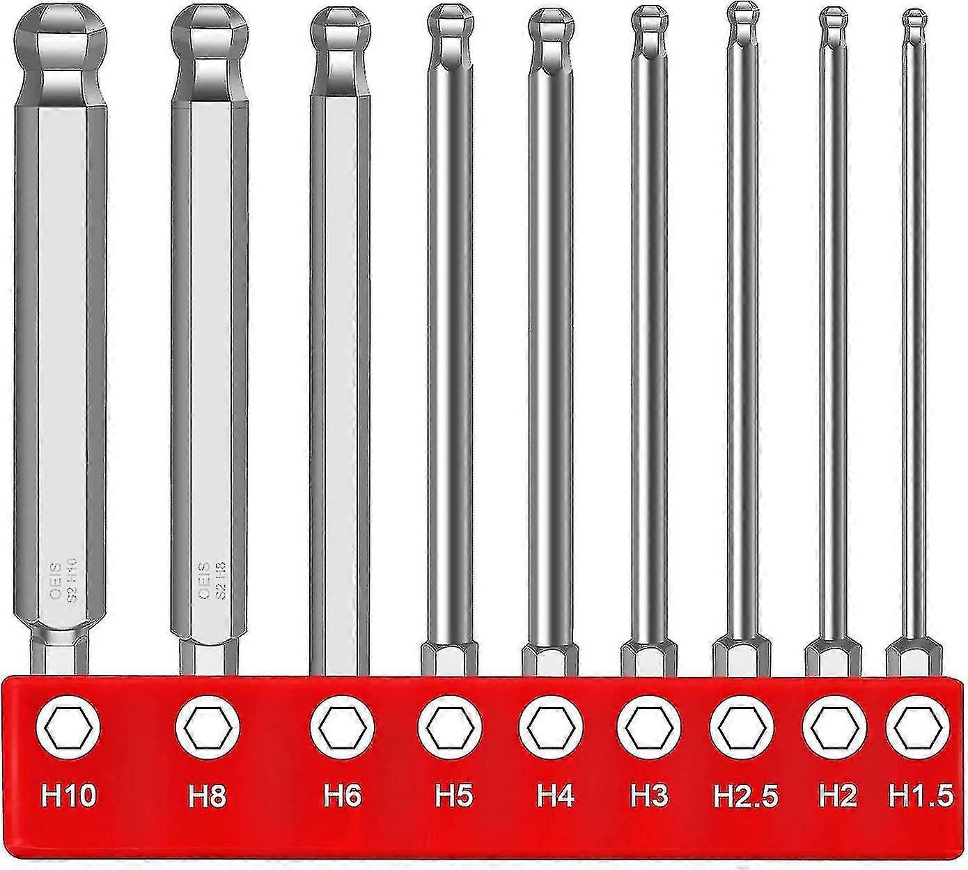 9pcs Ball End Hex Screwdriver 1.5/2/2.5/3/4/5/6/8mm/10mm Hex Socket Ball End Screwdriver Set