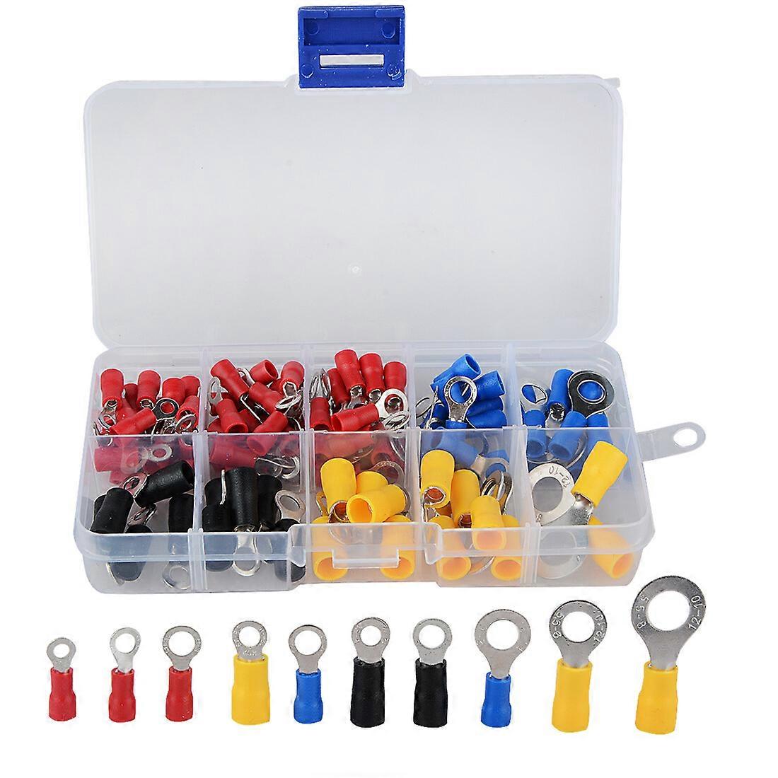 102pcs Assorted Insulated Electrical Wire Terminals Crimp Connectors Spade Kit