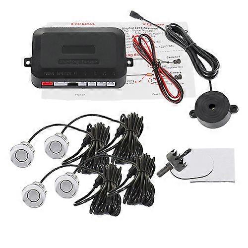 Parking Sensor Kit Buzzer 22mm 4 Sensors Reverse Backup Radar Audible Alert Indicator Probe System 8 Colors 12V