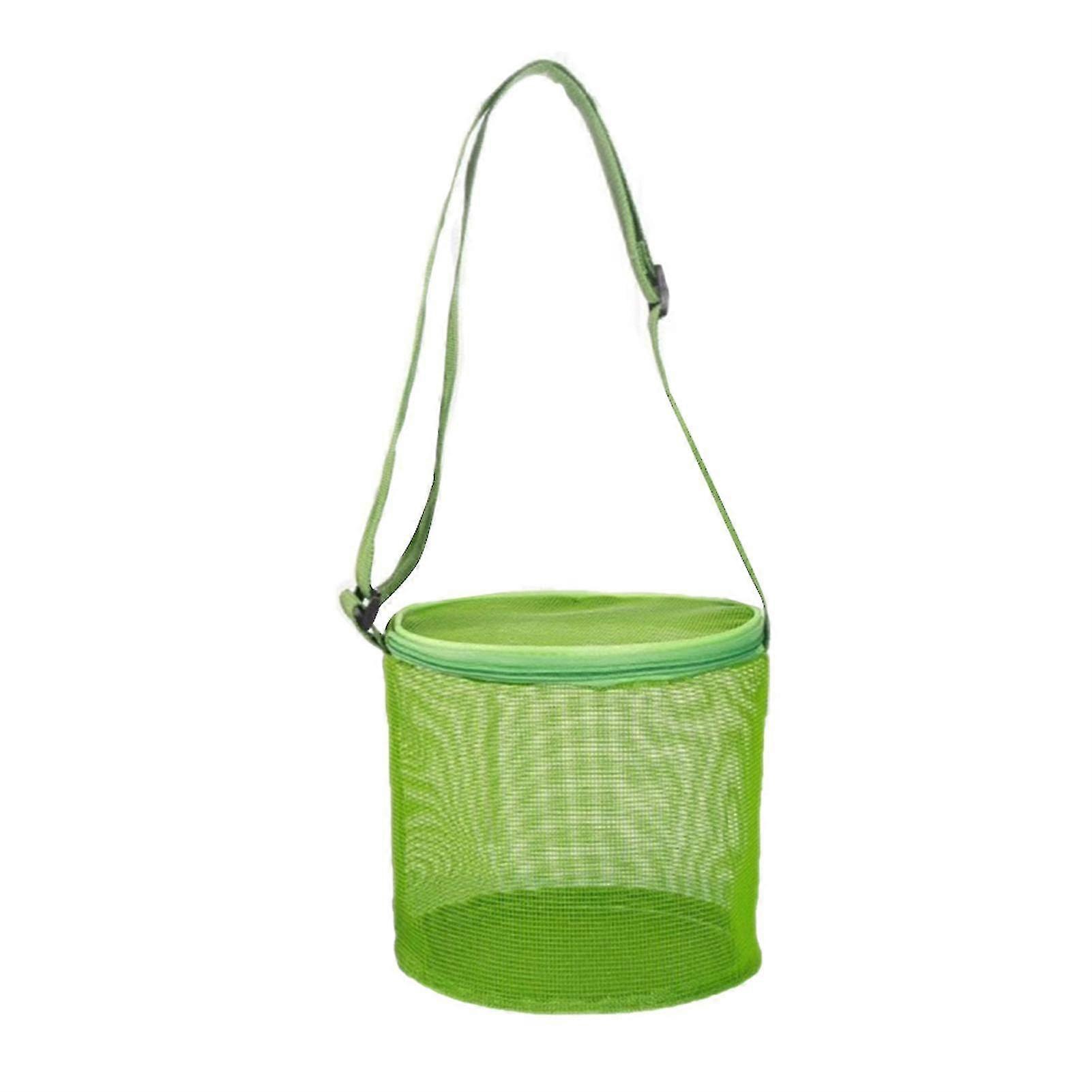 Shell Mesh Storage Bag Cylindrical With Zipper Shell Collecting Bags For Kids