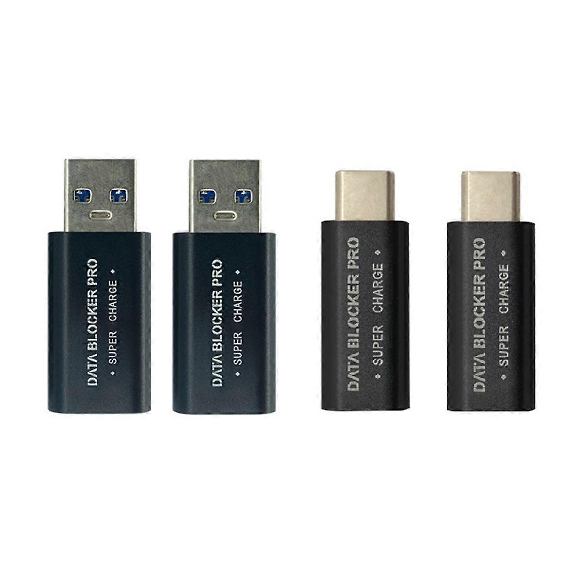 4Pcs USB Data Blocker and USB-C Data Blocker Protect Against Juice Jacking Support Safe Quick Charge Stop Data Theft
