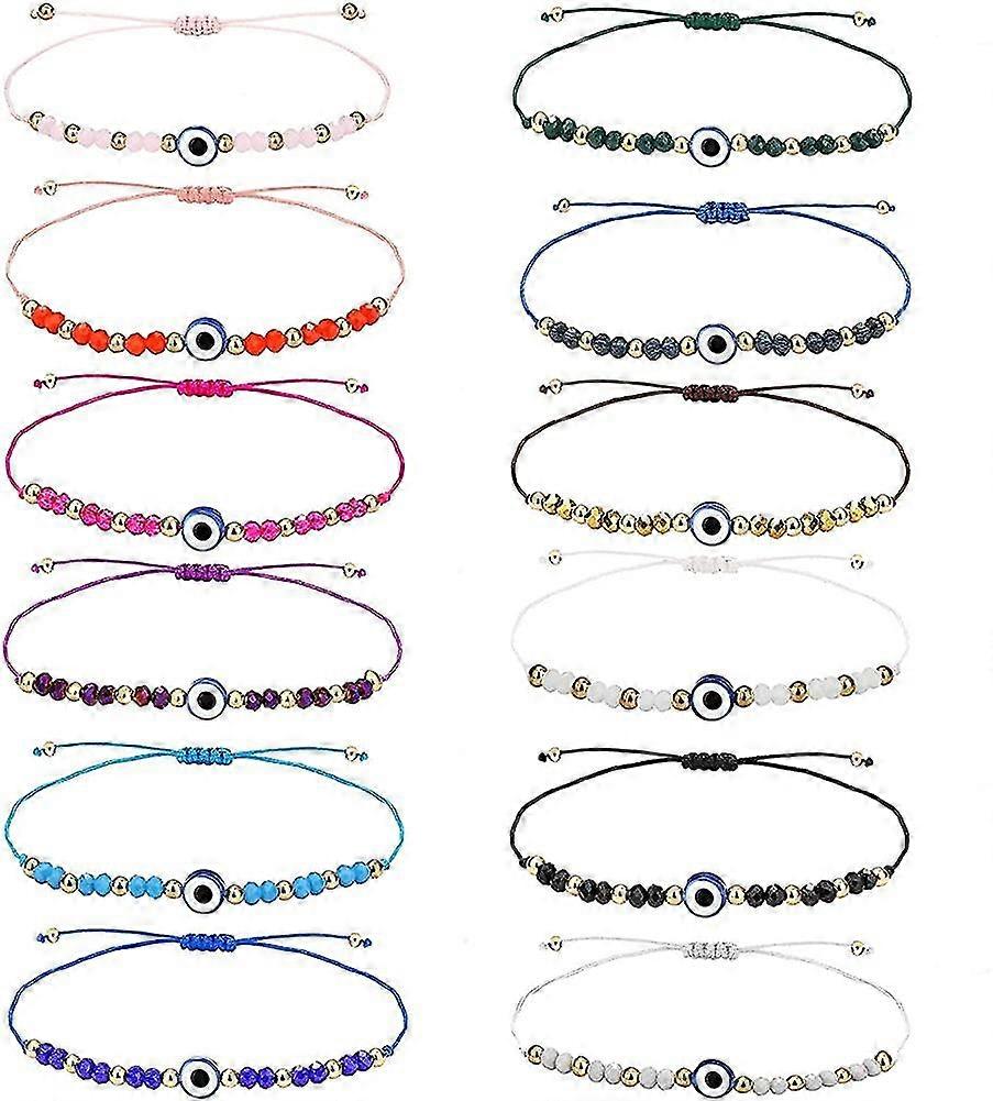 12pcs Colorful Handmade Evil Eye Bracelets Set With Card Red String Bracelet