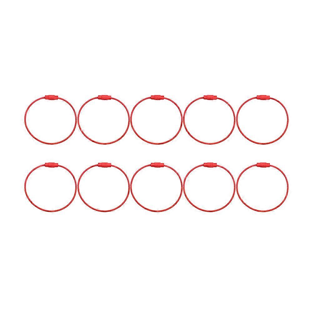 10Pcs Creative Keyring Metal Fashion Retro Simple Durable Keychain for Key (Red)