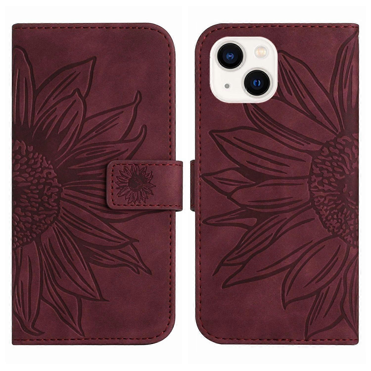 Custodia in pelle con cordino per iPhone 15 Vino rosso