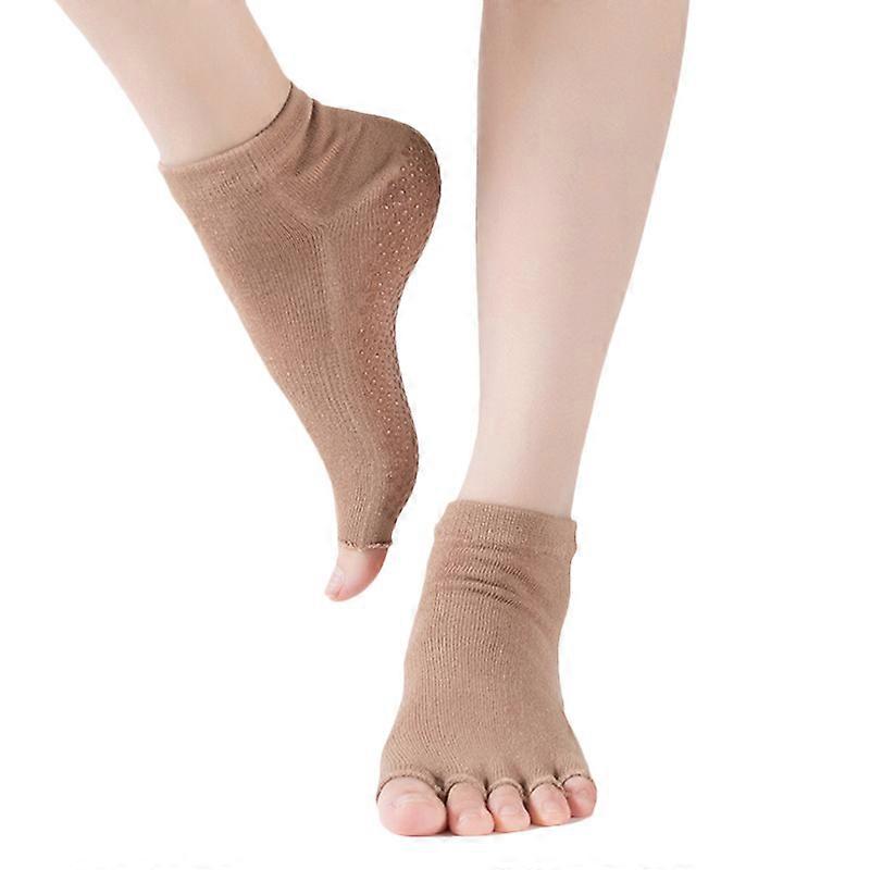 Womens Yoga Socks Pilates Barre Dance Ballet Non-Slip Toeless Half Toe Sock