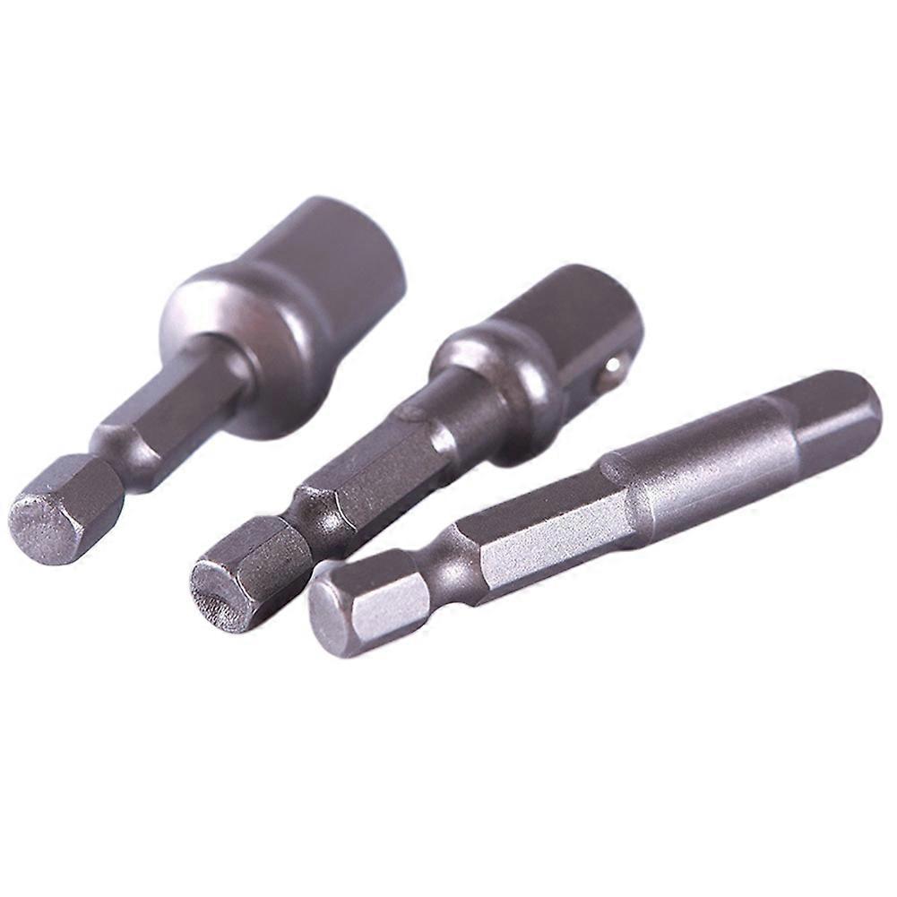 3 Pcs Socket Adapter Set Hex Shank to 1/4 3/8 1/2 Inch Chrome Driver Drill Bits