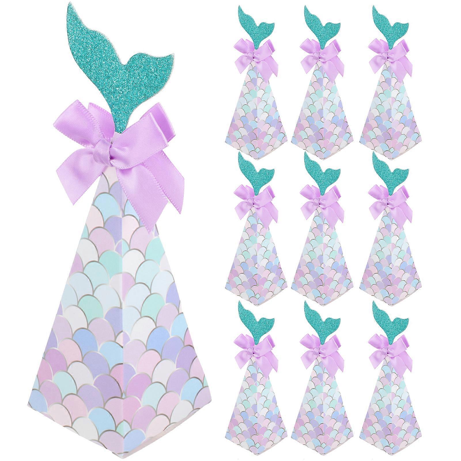 20Pcs Wedding Candy Boxes Paper Mermaid Cookie Boxes Party Gift Packaging Cases