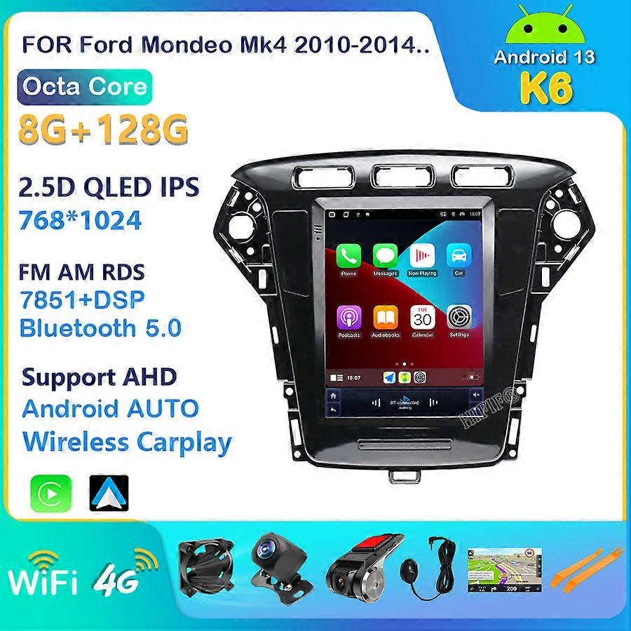 Android Tesla Style Car GPS Navigation For Ford Mondeo 2011-2015 Auto Radio Stereo Multimedia Player With Bluetooth WiFi Mirror