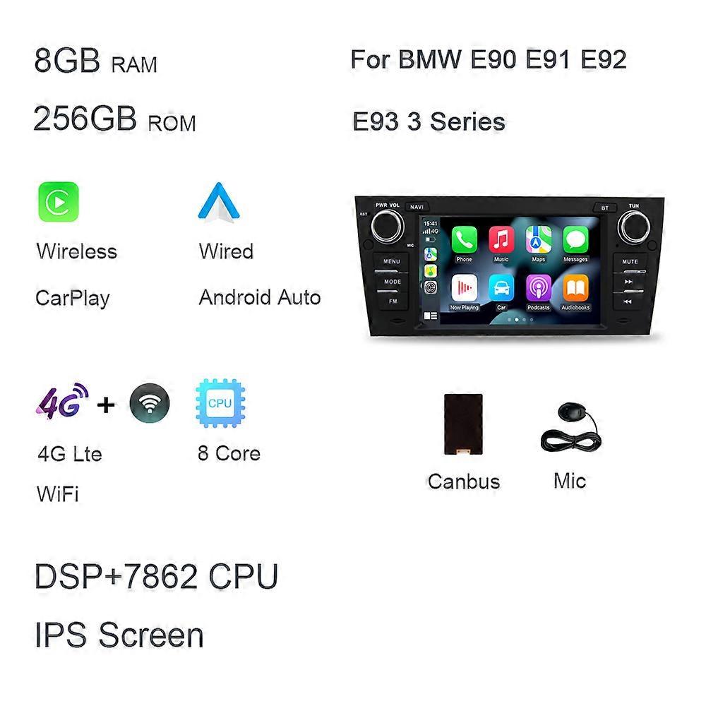 Carplay DSP IPS Android 12.0 8G + 128G 8Core GPS Multimedia Auto DVD Player Radio Wifi Für BMW E90 E91 E92 E93 3 Serie 2006-2012