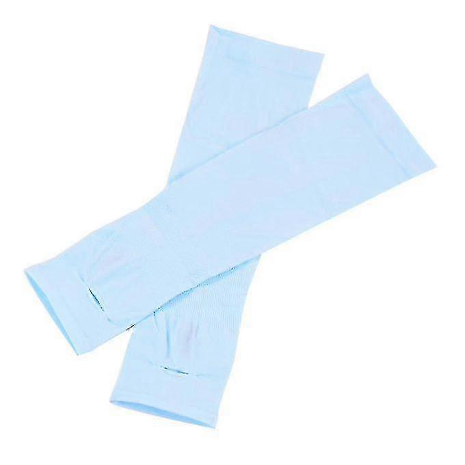 Pair Sun Uv Protection Anti Slip Arm Compression Sleeves For Blue