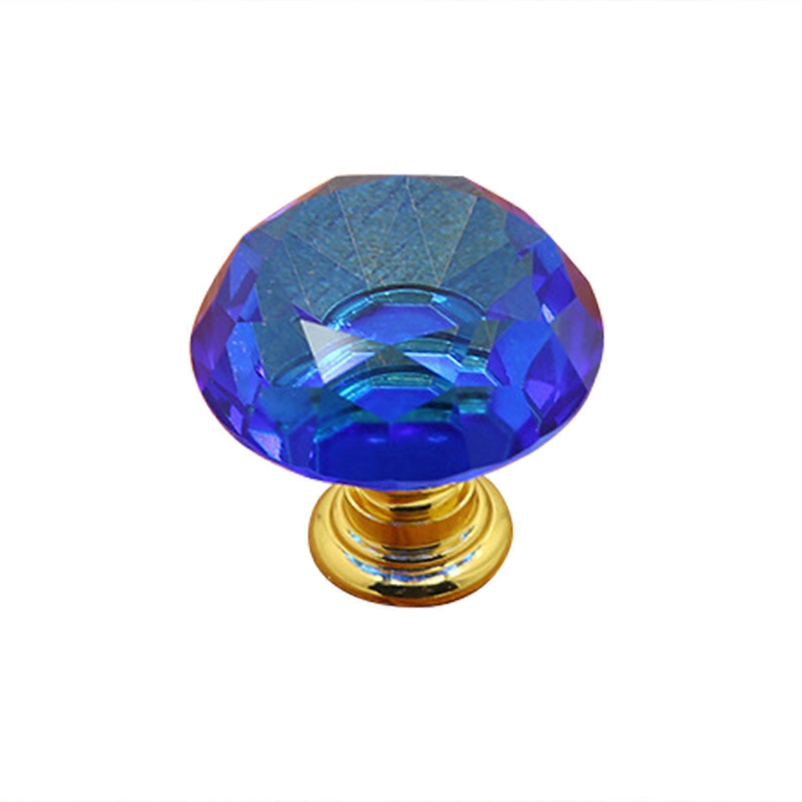 Faux Crystal Door Knob Diamond Shape Multi-Layer Electroplating Zinc Alloy 30mm Single Hole Faux Crystal Glass Handle Pull with Fixing for Doors Cabin