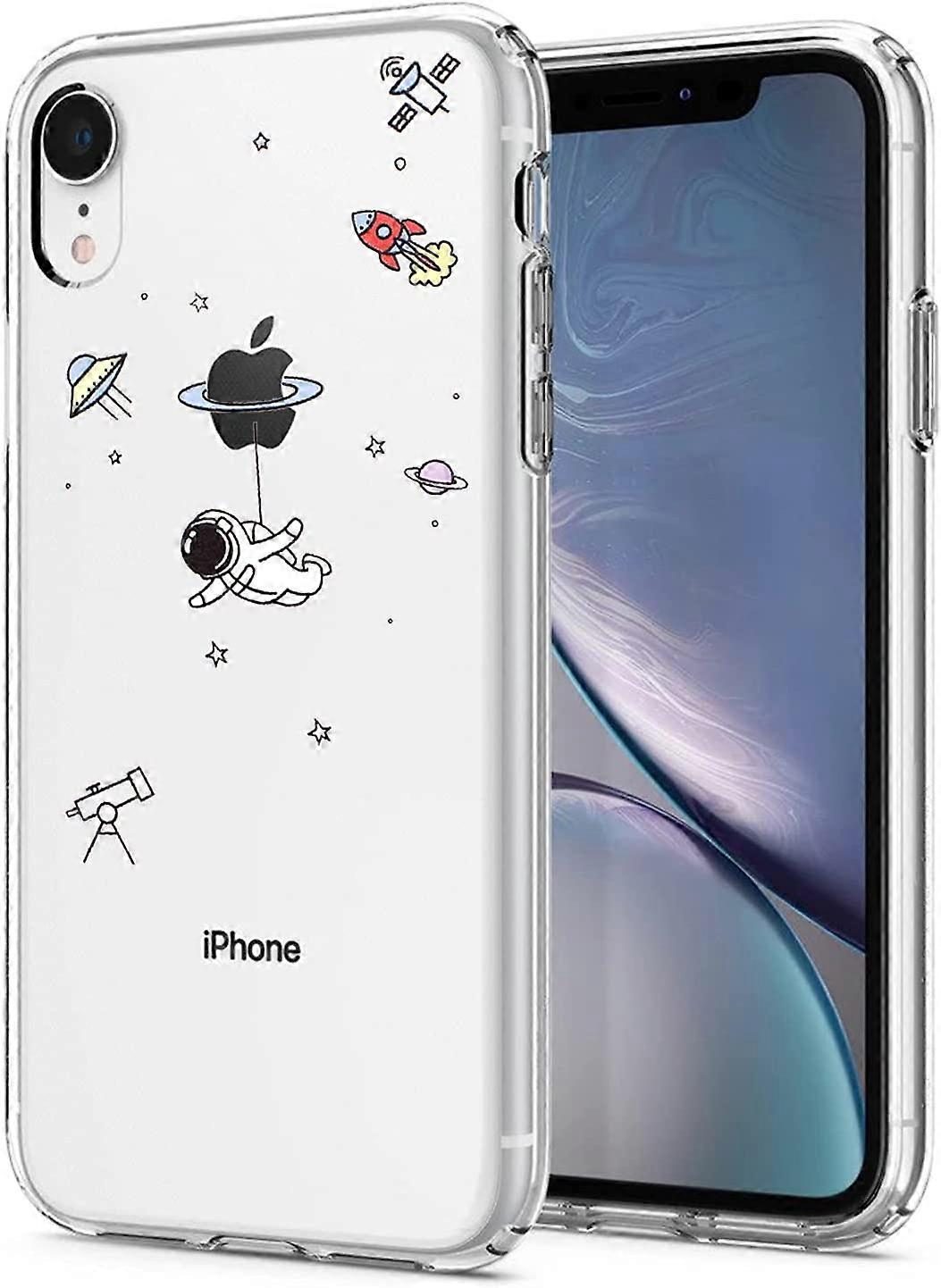 Compatible for iPhone XR Case Clear Cute with Astronaut Outer Space Planet Star Creative Pattern,Soft TPU Shockproof Slim for iPhone XR-Travel