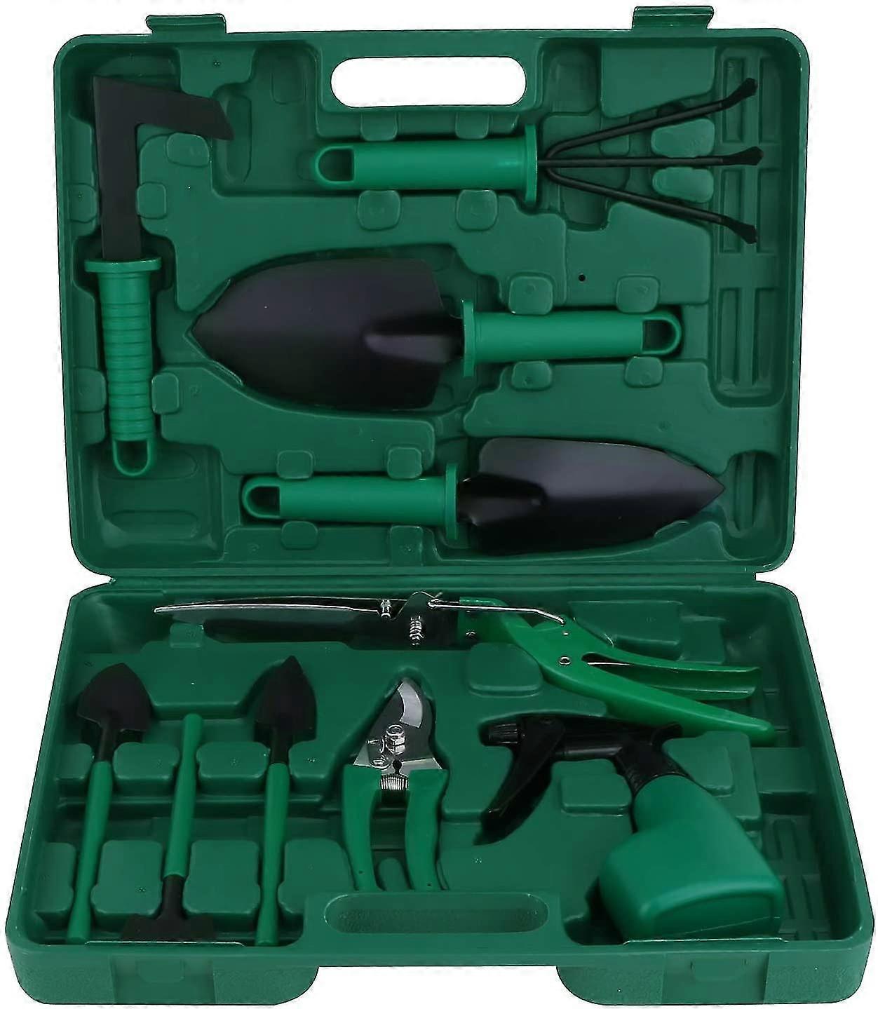 10pcs Garden Hand Tools Set,planting Kit garden Work Tool With Carrying Case ergonomic Handle Gardening Work Set