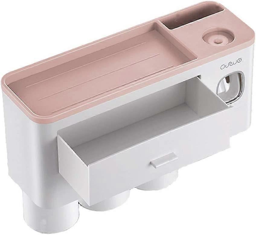 Bathroom Wall Toothbrush Holder, Toothpaste Dispenser, Bathroom Accessories  Pink