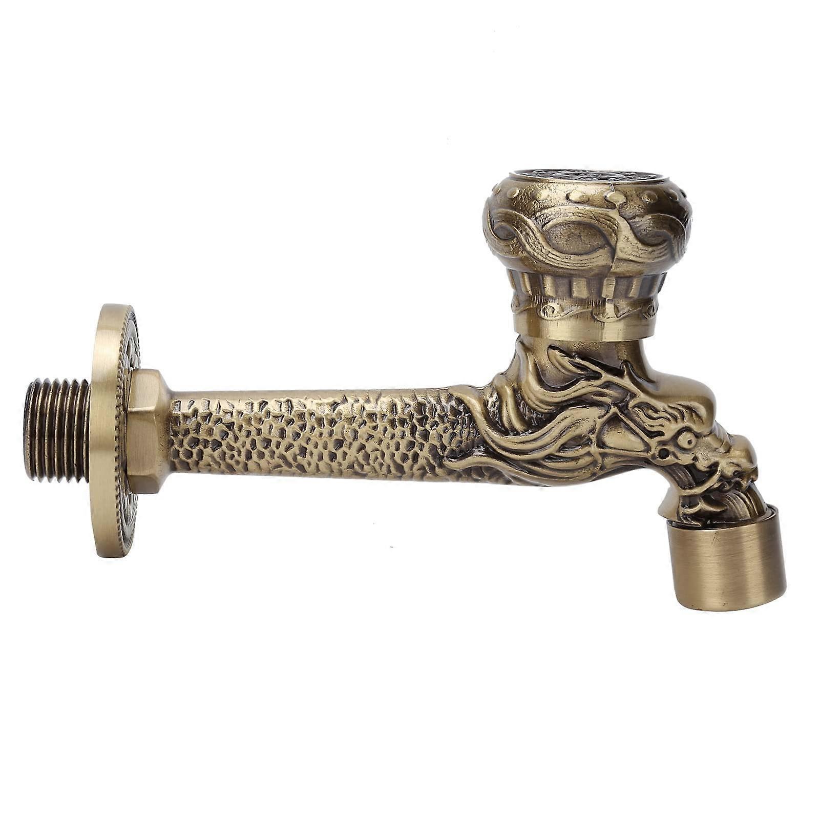 Laiton massif à poignée unique Antique Robinet sculpté à double usage Robinet mural Vintage Washing Mac
