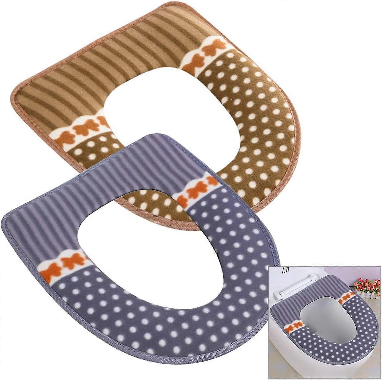 2 pezzi cuscino sedile WC premium con Velcro sedile del WC ispessito morbido lavabile riutilizzabile - rosa marrone