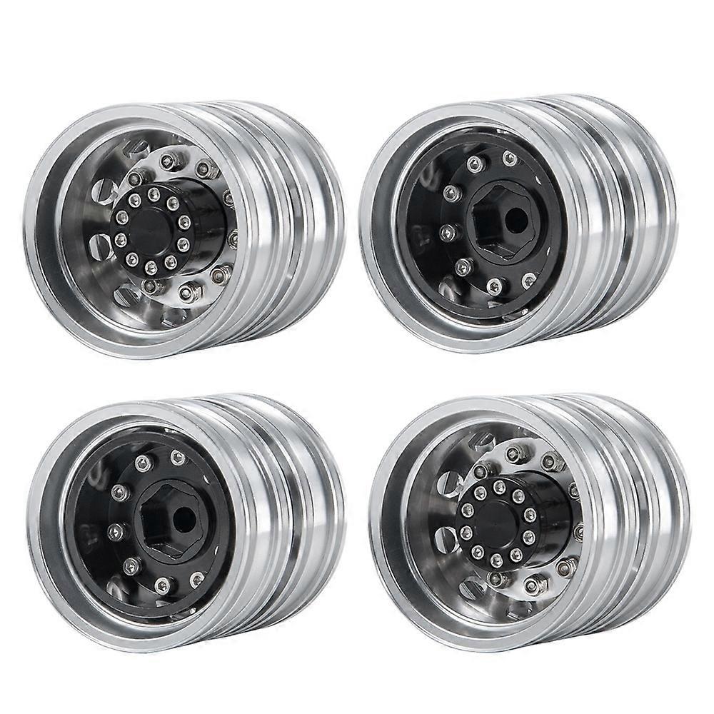 4pcs RC Aluminum Alloy Rear Tractor Trailer Wheel Rims For 1/14 Tamiya ...