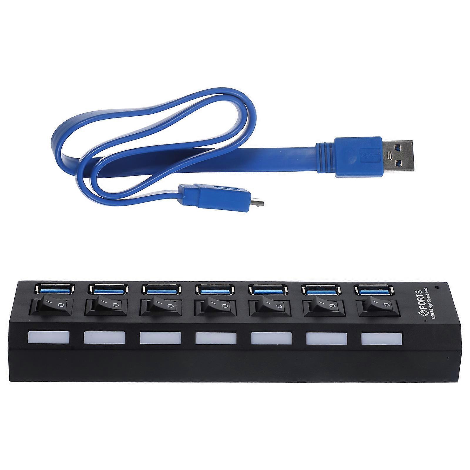 USB 3.0 Hub 7-Port USB Hub Splitter Individual LED Light On/Off High-Speed Transfer USB Hub (AU Plug)