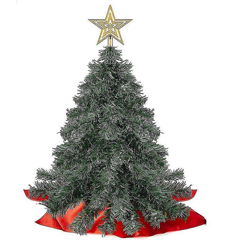 24 Inch Tabletop Christmas Tree, Mini Artificial Christmas Tree With Led String Lights & Ornament