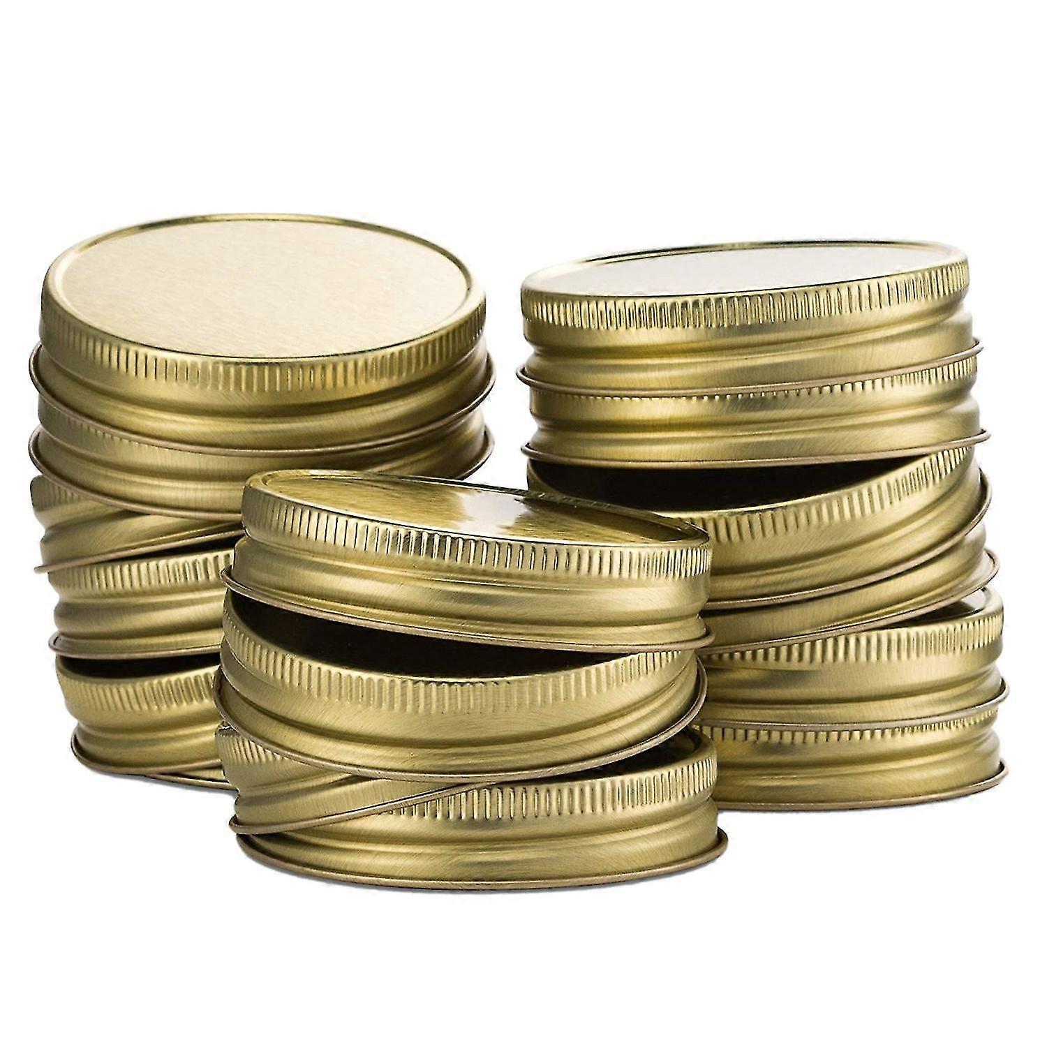 24 Packs Jar Lids Regular Mouth Leak Proof Secure Storage Solid Caps (gold)