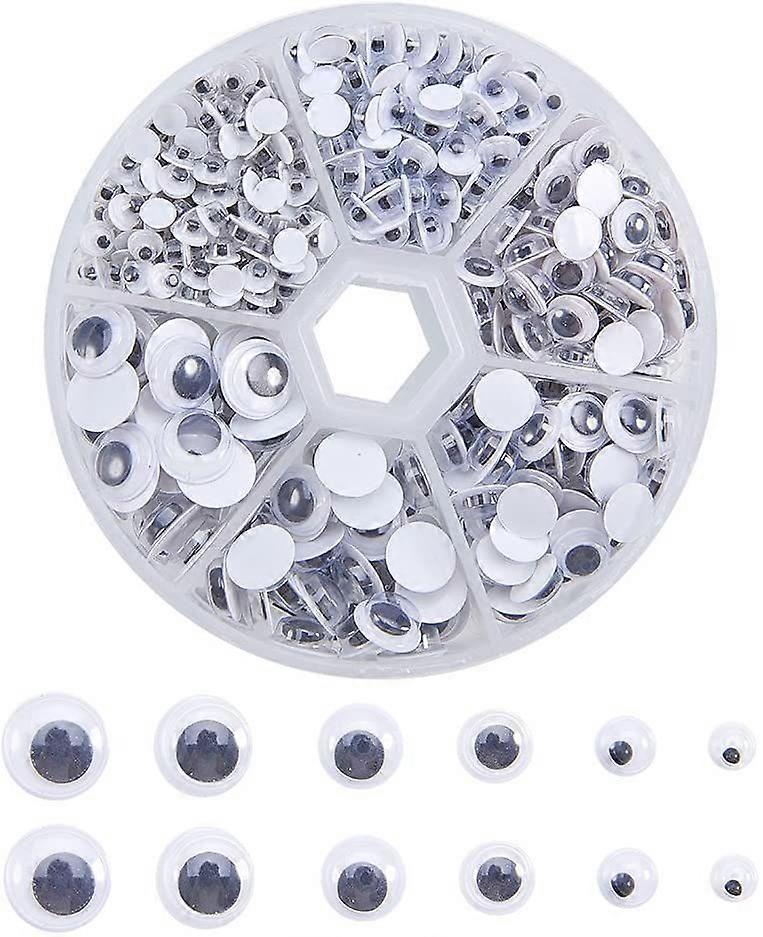 600pcs 4/5/6/7/8/9mm Wiggle Eyes Self-adhesive Round Googly Eyes for DIY Scrapbooking Crafts Toy 6 Mixed Size