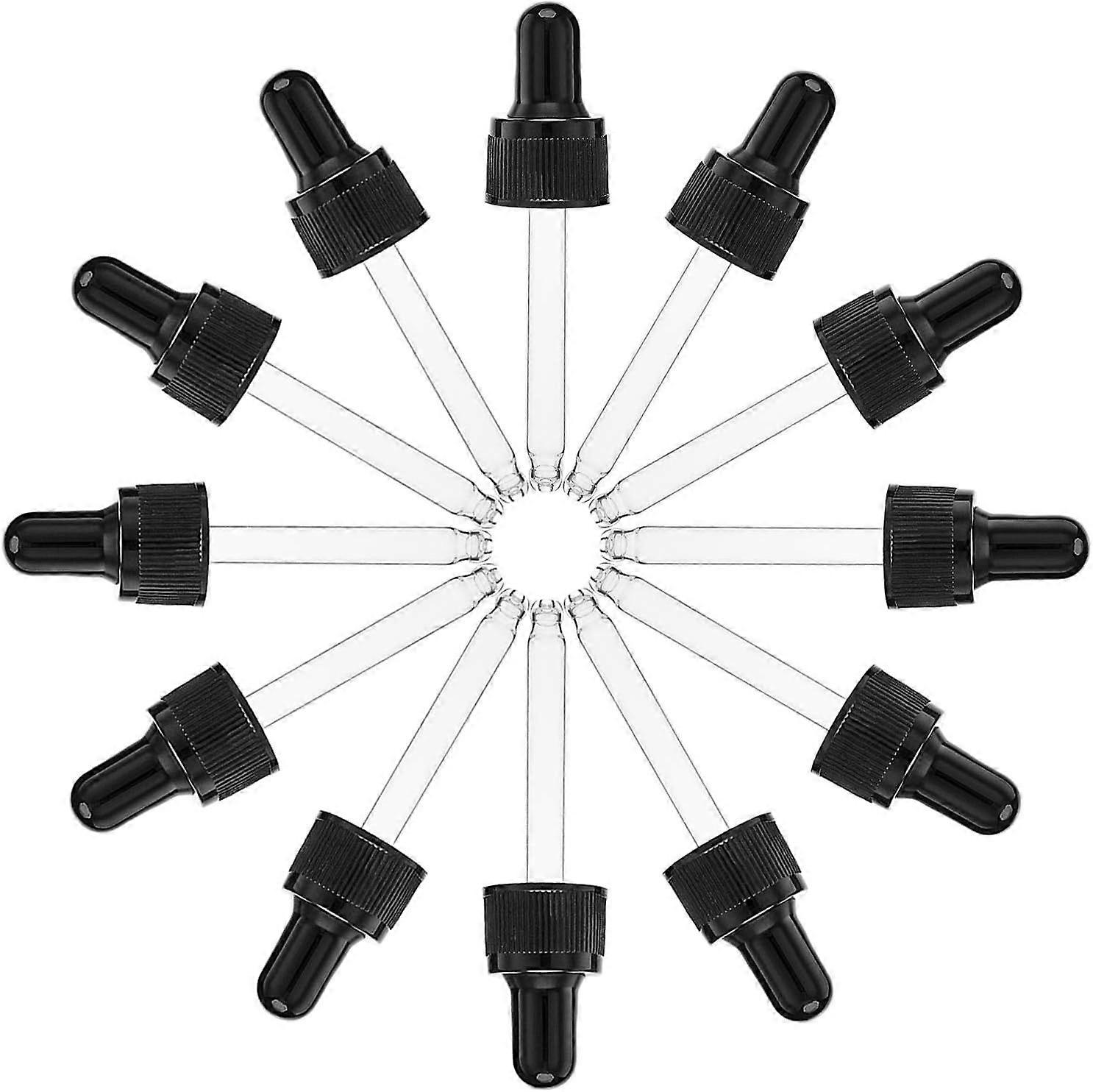 24sets 20ml Black Straight Tip Glass Droppers, with Rubber Bulb and Screw Cap for Glass Essential Oils Dropper Bottles, 85x21mm