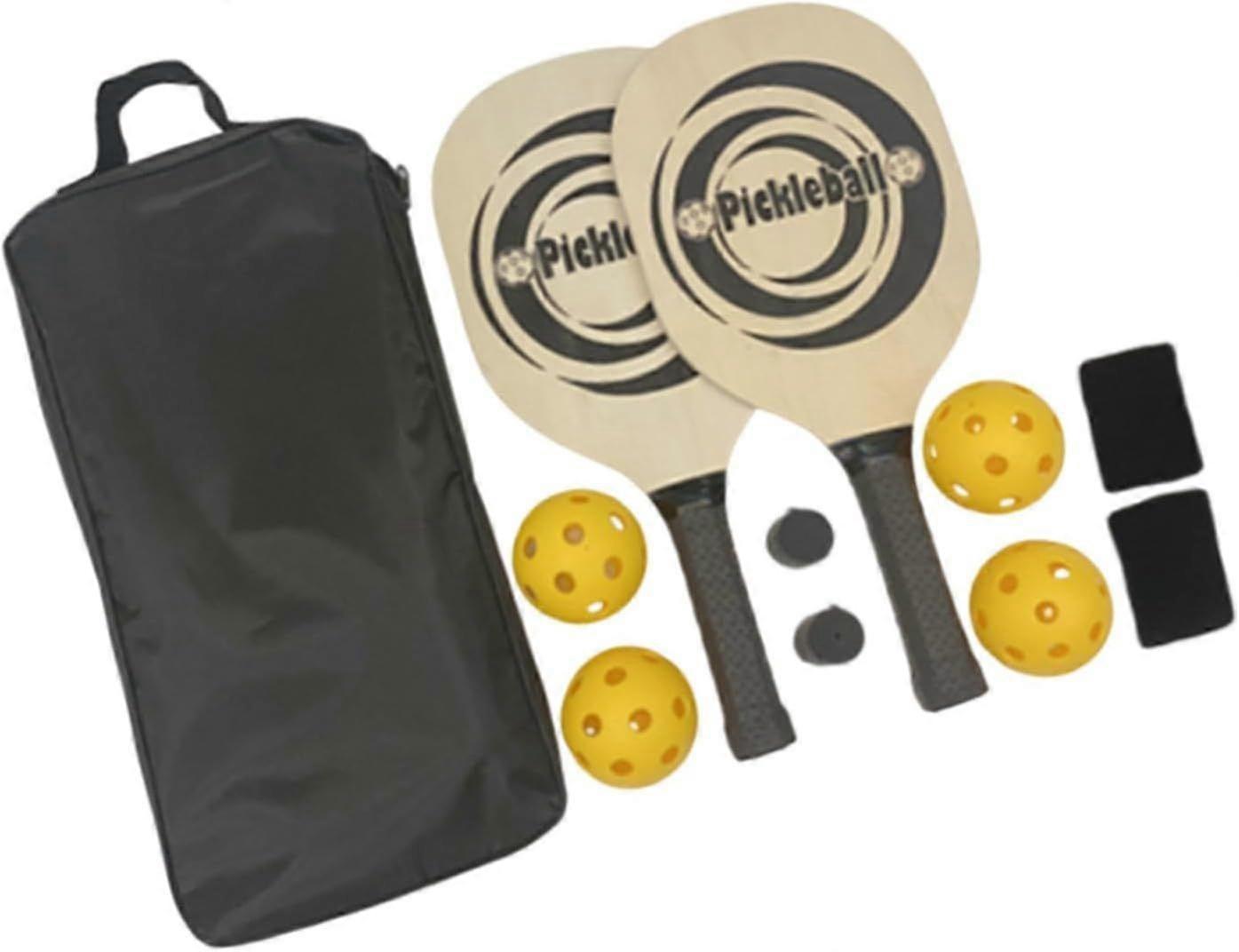 Pickleball Paddles Set 2 Paddles 4 Balls(26 Holes) Non Slip Handle 2 Hand Glue 2 Bracers Racquet Pickleball Rackets for Player Beginner Play