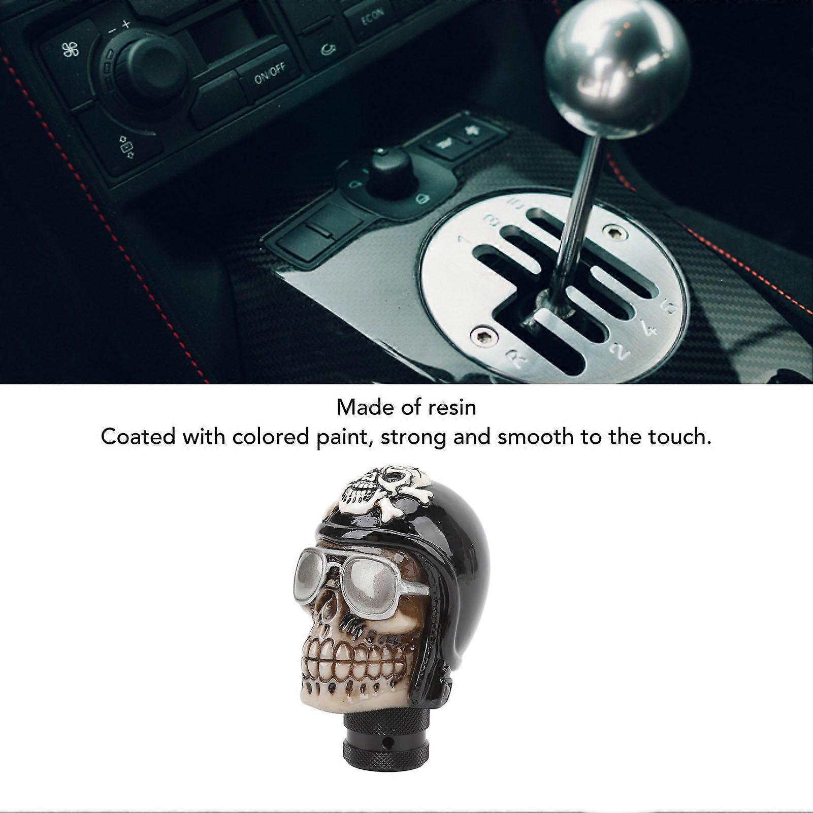 Skull Head Gear Shift Knob with 3 Adapters Resin Stable Grip Enhance Driving Experience Universal Fit for Most MT AT Cars Black