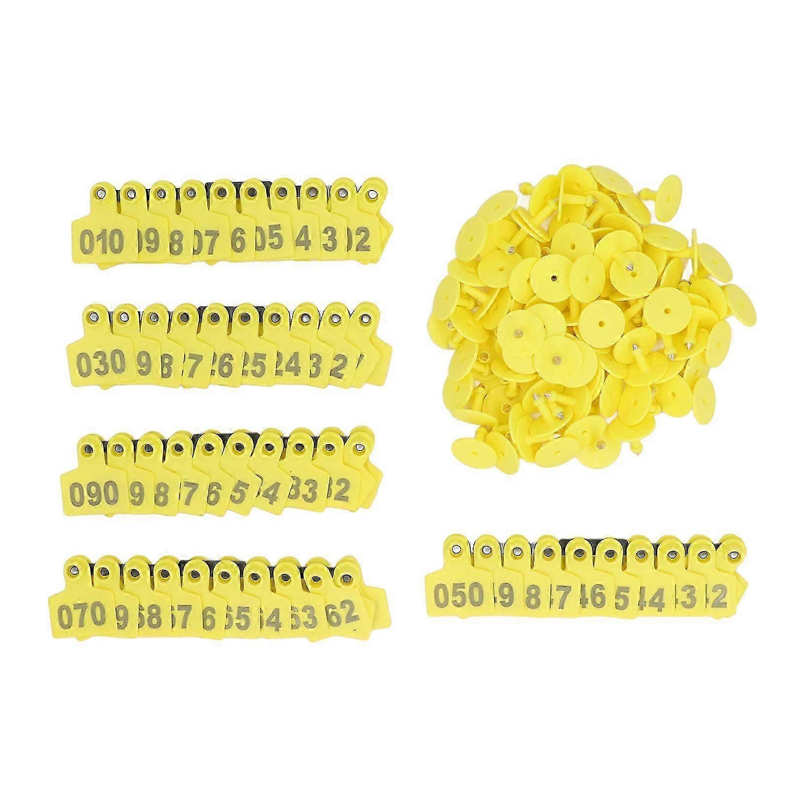 100PCS Livestock Ear Tag Thickened Plastic Convenient Identification Cattle Numbered Ear Label for Cows Pigs Goats
