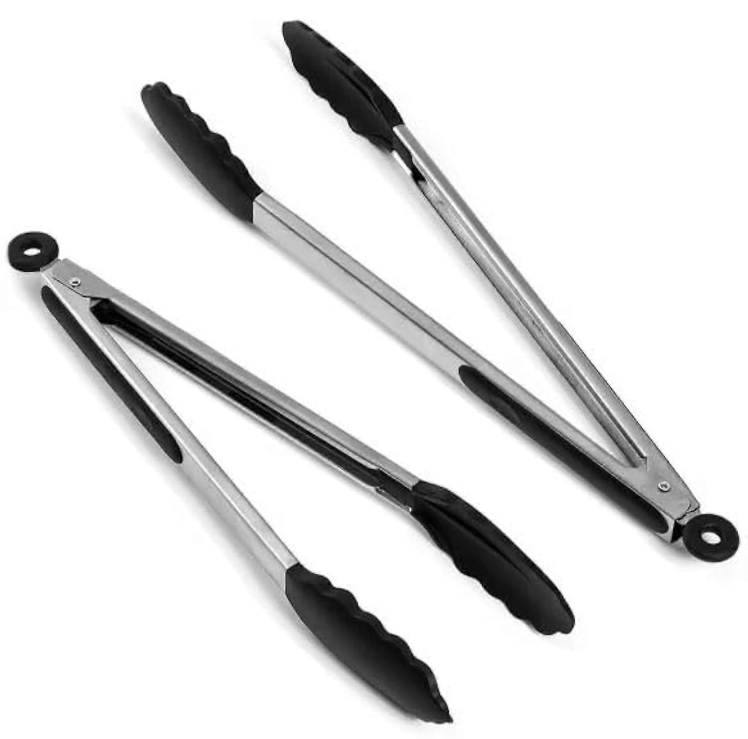 14-Inch Heat Resistant Silicone Tongs 2-Pack - Non-Stick Grilling and Salad Tools, 600°F, BPA-Free, Easy Grip