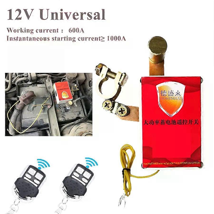 12V 600A Car Battery Disconnect Switch System Cut Off Master with 2 pcs Wireless Remote Control