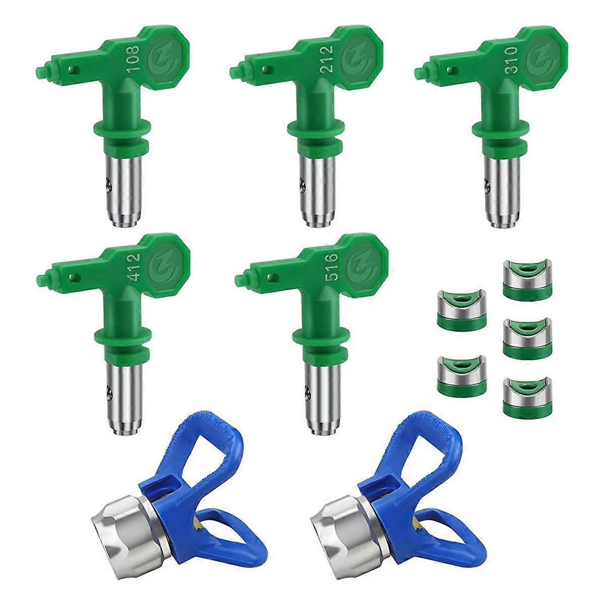 5pcs Airless Sprayer Tips Reversible Nozzle Tips with 2pcs Tip Guards for Airless (109, 211,315,417